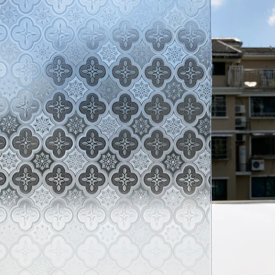 3D Static Cling Glass Films Retro Decorative Sticker Privacy etched Glass Window Vinyl No-Glue Laser Film For Bathroom Door