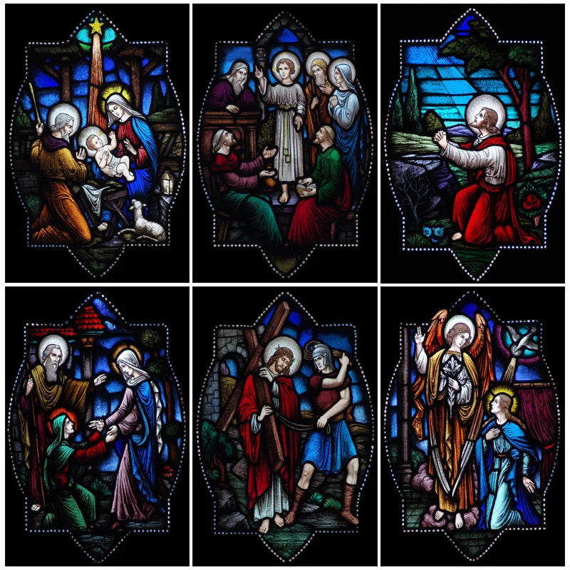 Custom Size Window Glass Films Blackout Opaque Static Cling Reusable Stickers, Mary Jesus'birth Church Door Glass Home Decor