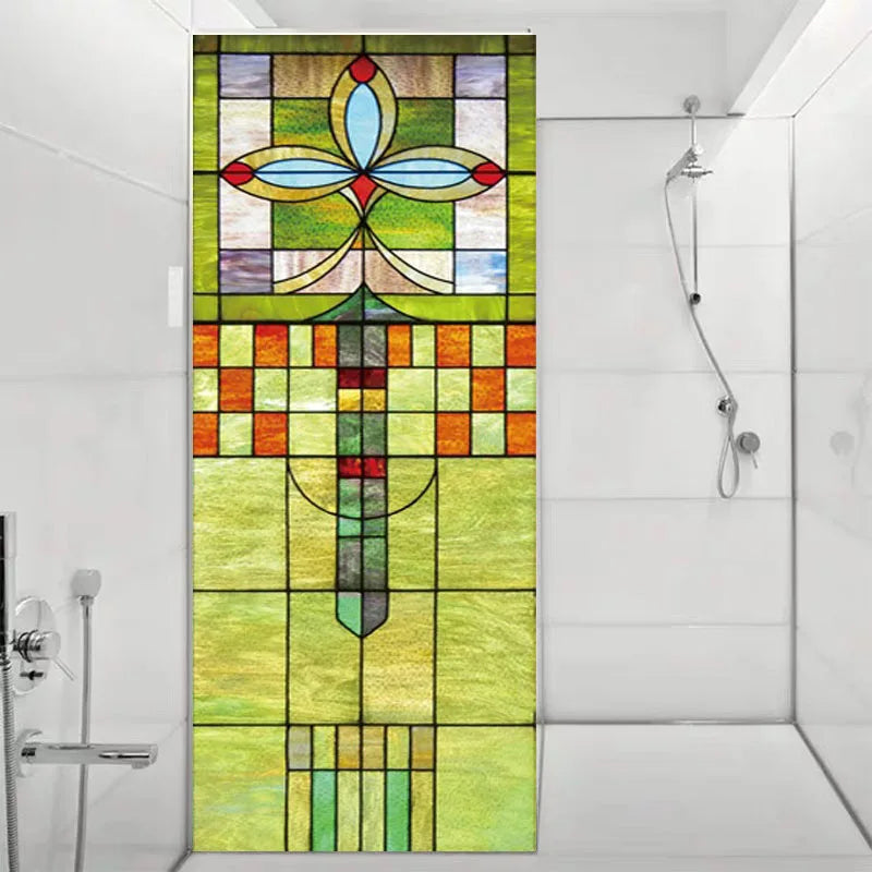 Custom Glass Window Film, Electrostatic Frosted Stained PVC Self-Adhesive Window Films,Church Home Foil Rose Window Stickers