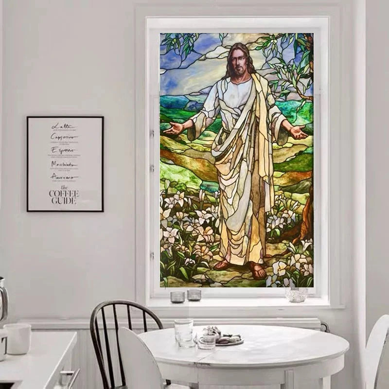 Custom Size Jesus Christ Window Glass Films Sticker Paper Self-Adhesive Door Stickers European Church Style For Home Office