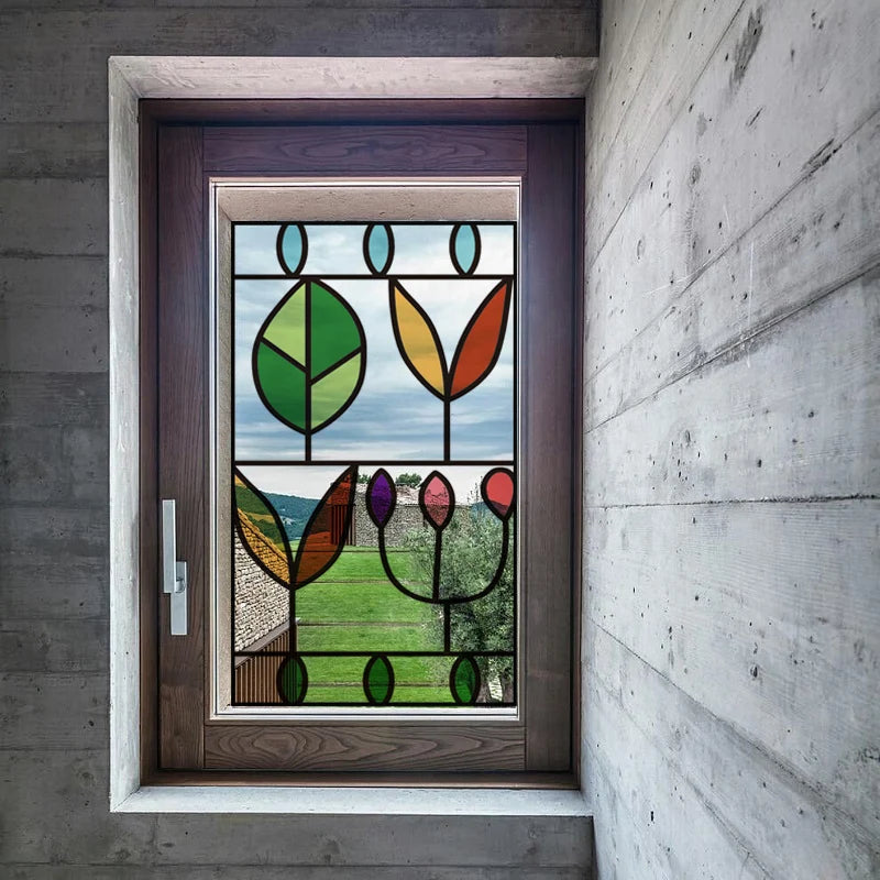 Windows Glass Films Stained Glass Door Stickers Frosted/3D Etched/Transparent Customized size Leaves for Kitchen Office Bathroom