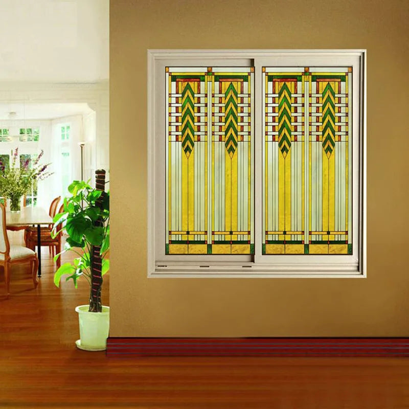 Window Film Frosted Stained Glass Films Custom Size Privacy Static Cling Prairie Stickers for Kitchen Bathroom Office Skylight