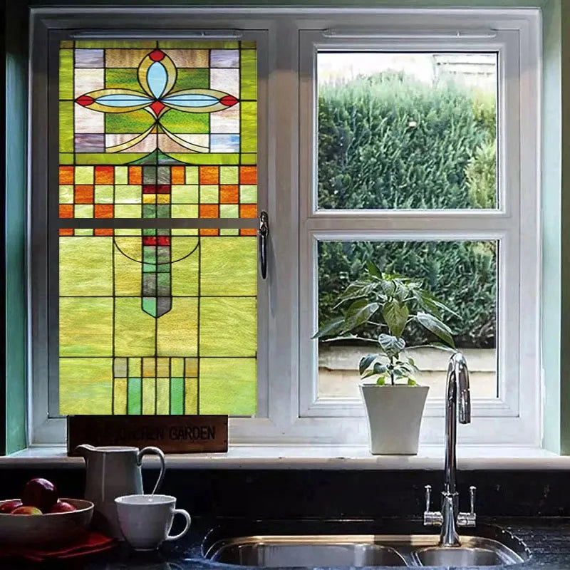 Custom Glass Window Film, Electrostatic Frosted Stained PVC Self-Adhesive Window Films,Church Home Foil Rose Window Stickers