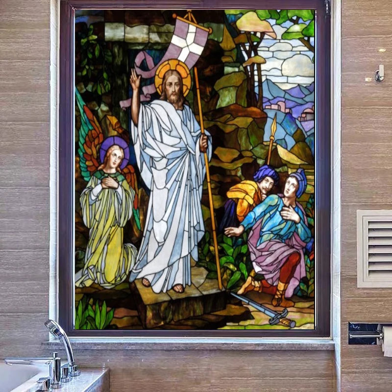 Custom size Christian Pictures Window film Door sticker Wall stickers Glass decor church Jesus self-adhesive Stained Opaque