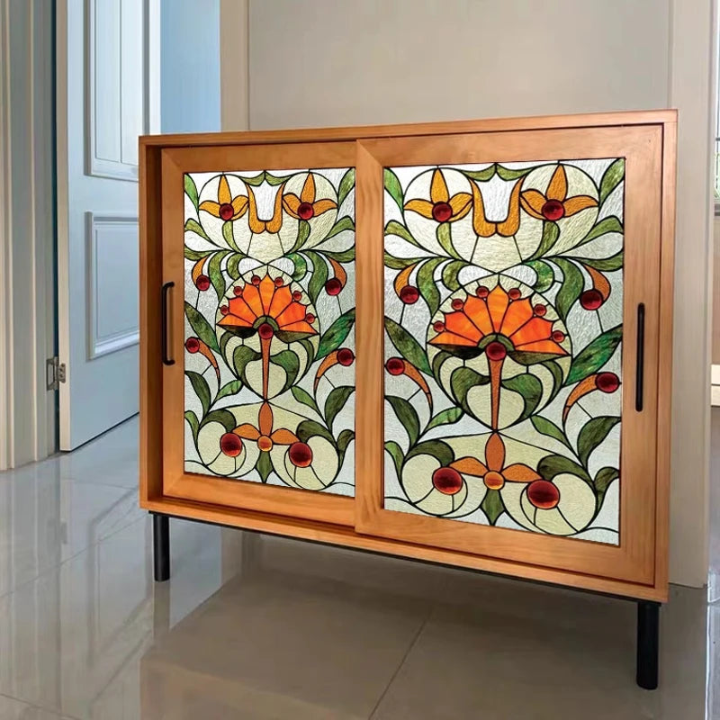 Custom Size Stained Glass Wndow Film Frosted Privacy Film Static Cling Removable Sticker Bedroom Kitchen Bathroom Home Decor
