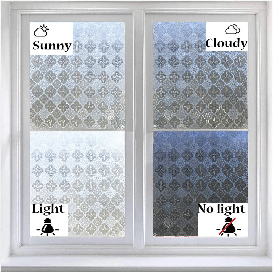 3D Static Cling Glass Films Retro Decorative Sticker Privacy etched Glass Window Vinyl No-Glue Laser Film For Bathroom Door