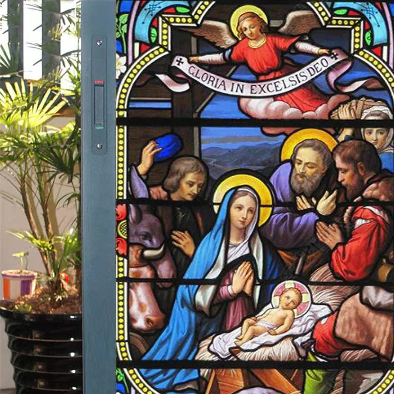 Custom size Window Film Stained Glass Films Jesus Virgin Mary,Home Decor Frosted Foil Door Stickers ,PVC Self-adhesive Poster