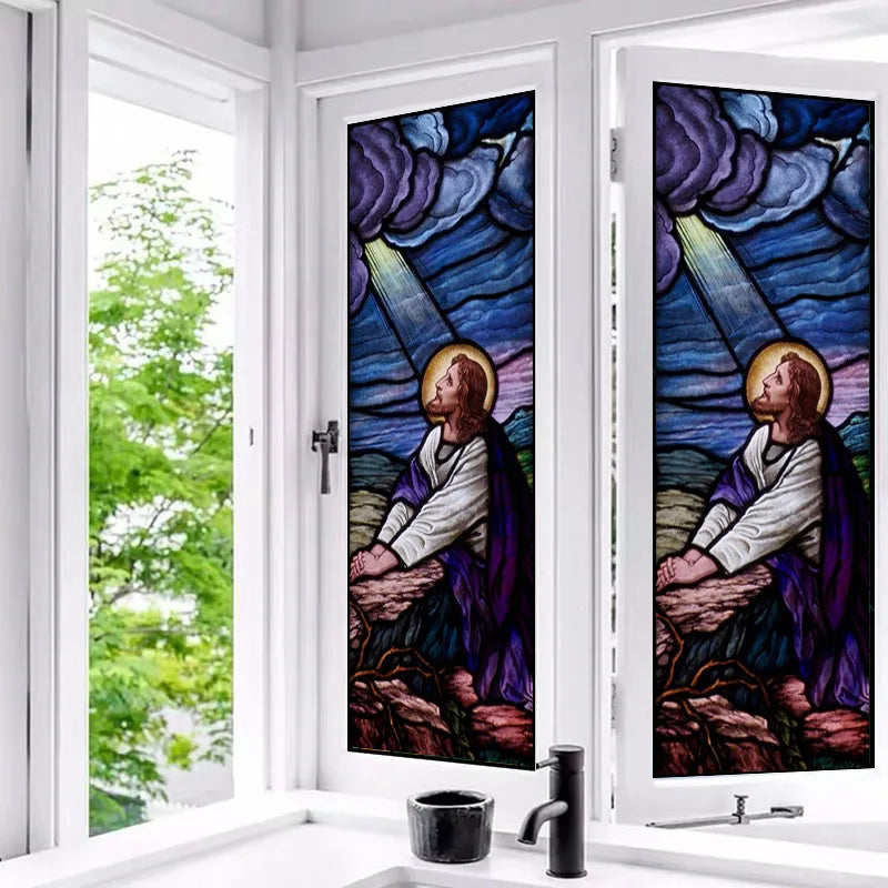 Jesus Christ Stained Window Glass Films Frosted Stickers For Kithchen Sliding Door Hallway Shower Room Home DecorCustom Size