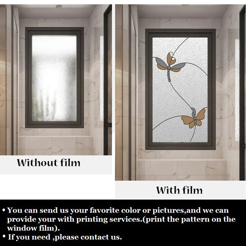 Custom Size Stained Glass Film Non-adhesive Electrostatic Cling Window Sticker For Bathroom Balcony Door Window Glass