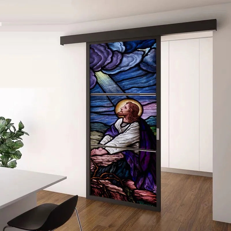 Jesus Christ Stained Window Glass Films Frosted Stickers For Kithchen Sliding Door Hallway Shower Room Home DecorCustom Size