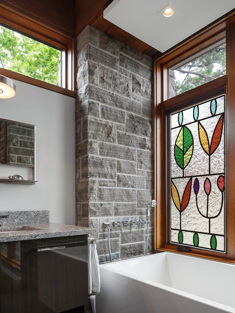 Windows Glass Films Stained Glass Door Stickers Frosted/3D Etched/Transparent Customized size Leaves for Kitchen Office Bathroom