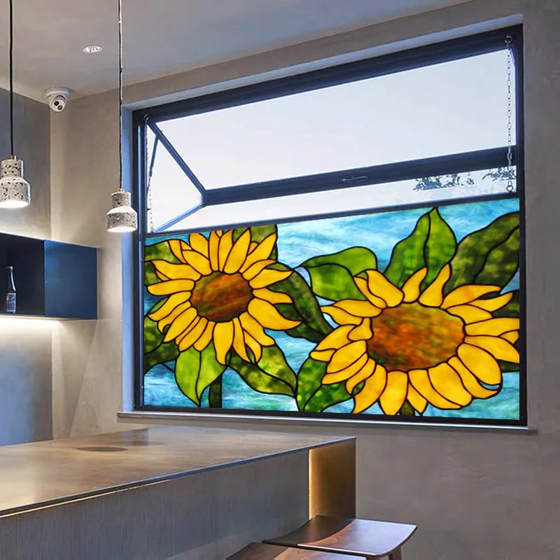 Custom Size Stained Glass Window Film Frosted Glass Sticker Custom Size For Kitchen Kids Room Door Bathroom Home Decor