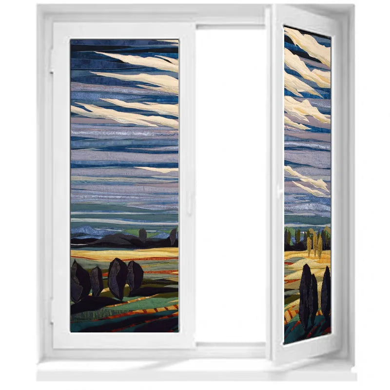 Art Glass Film Stained Window Stickers Opaque Self Adhesive/Static Cling Home Decor Privacy Terrace Scenery Poster Custom Size