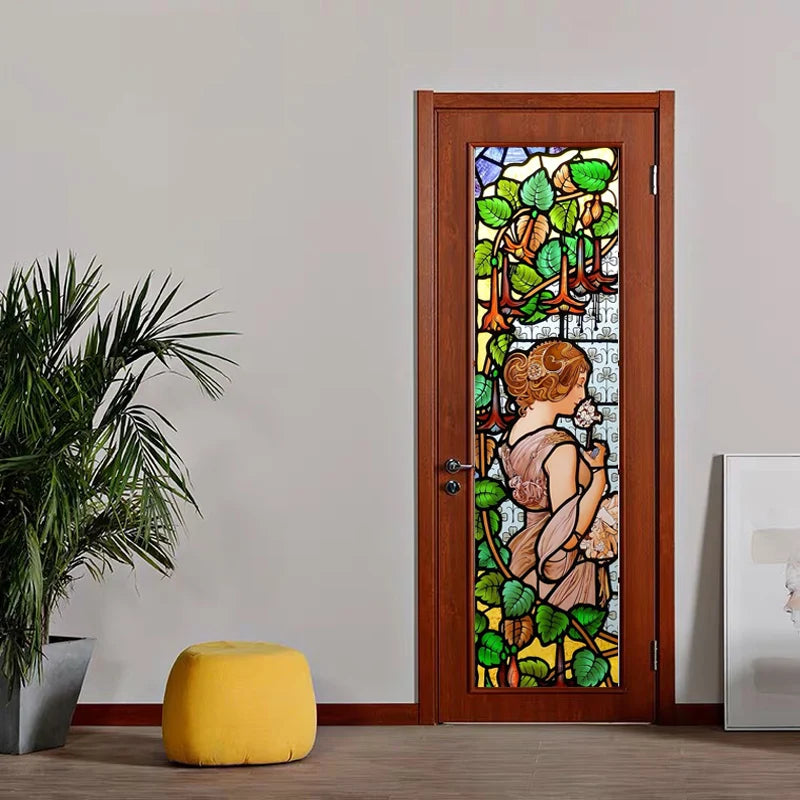 Custom size Window Film Stained Glass Films Frosted Privacy Retro European Church Style Colorful Door Sticker Shower Bathroom