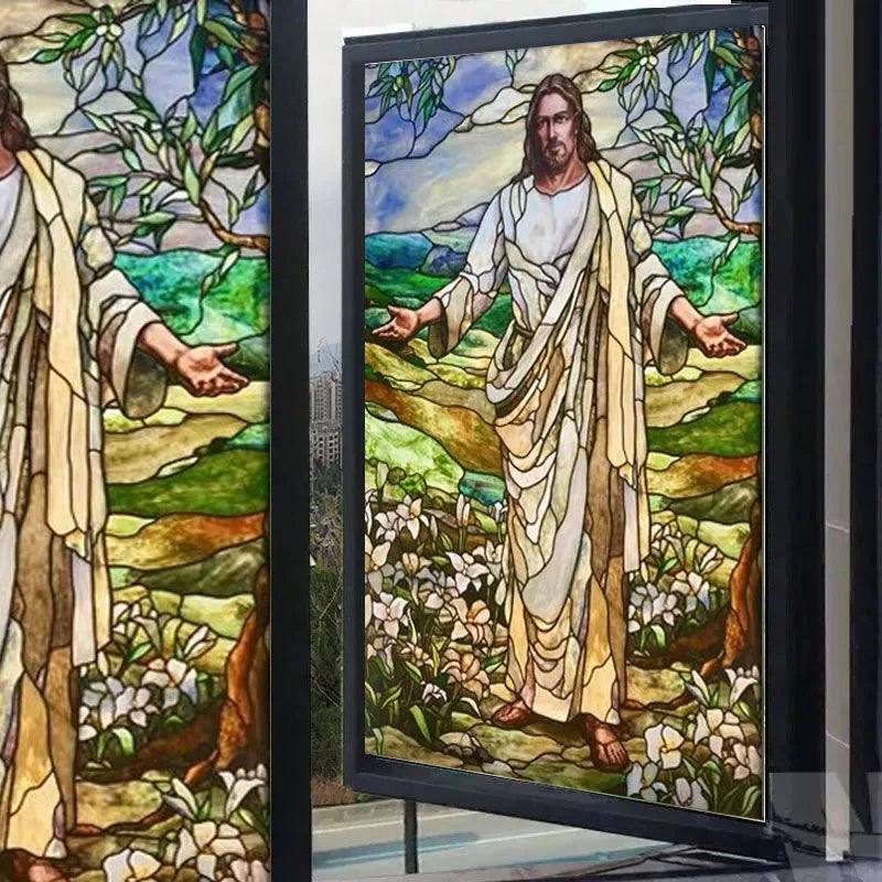 Custom Size Jesus Christ Window Glass Films Sticker Paper Self-Adhesive Door Stickers European Church Style For Home Office