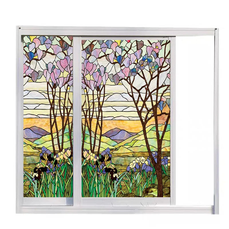 European Church Mosaic Art Glass Film Stained Window Opaque Sticker Self adhesive/Static Cling decor privacy do custom size fl01