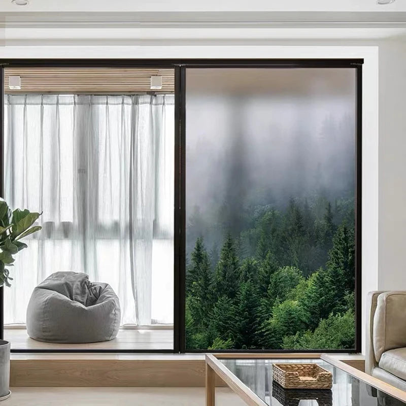 Stained Glass Wndow film Frosted Glass Sticker Forest Self adhesive or Static Cling Custom Size 50x90cm/pc