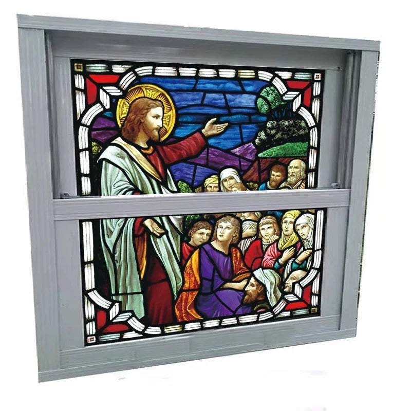 Custom Stained Glass Window Film,PVC Self-Adhesive Window Films,Retro Church Jesus Home Decor Foil Stickers Window treatment