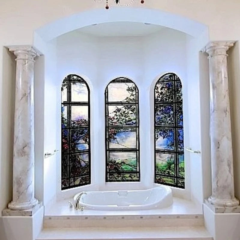 Church Stained Frosted Window Film Decorative Glass Sticker Self Adhesive Static Cling Rose Window Pattern Do Custom Size