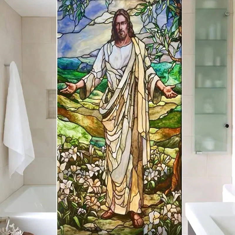 Custom Size Jesus Christ Window Glass Films Sticker Paper Self-Adhesive Door Stickers European Church Style For Home Office