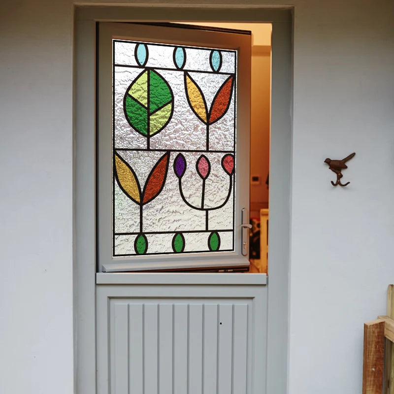 Windows Glass Films Stained Glass Door Stickers Frosted/3D Etched/Transparent Customized size Leaves for Kitchen Office Bathroom