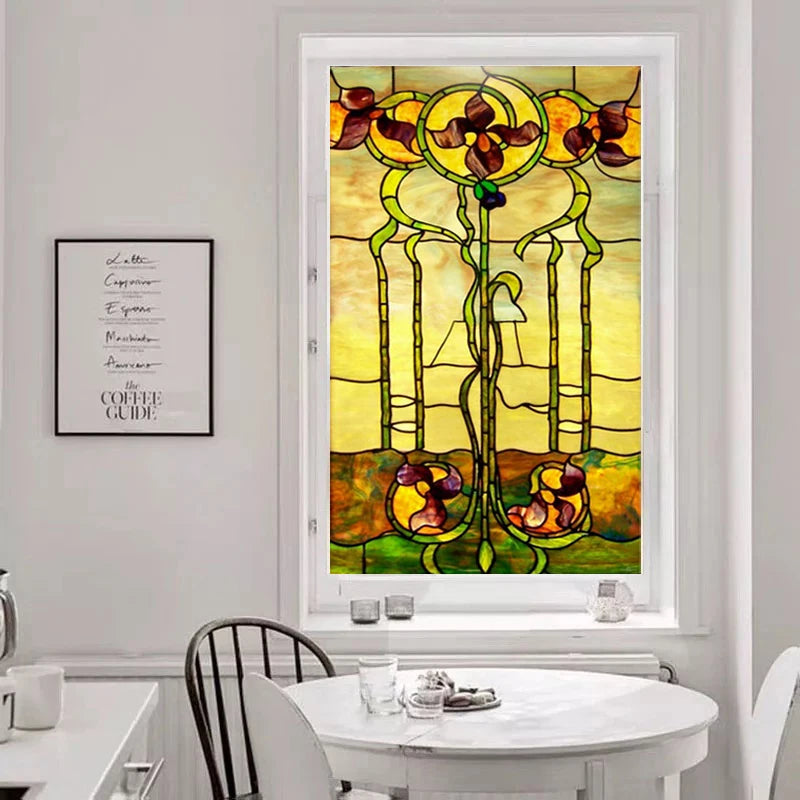 Custom Static Cling Frosted Stained Glass Window Film, PVC Self-Adhesive Window Films,Church Home Door Stickers