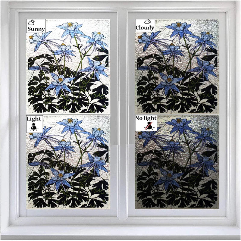 Stained Glass Window Film 3D Frosted Privacy Static Cling Door Stickers Plant Florl Custom Size For Bathroom Office Home Decor
