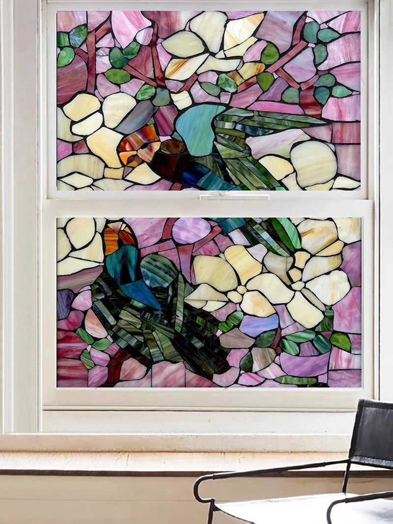 Window Film Frosted Stained Glass Films,Customized Multicolored Static Cling,Privacy Protection Reusable Removable Home-Decor