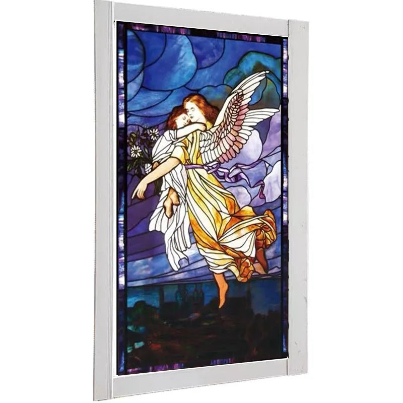 European Church Jesus,Angel Glass Films Stained Window Opaque Frosted Sticker Self Adhesive/Static Cling Privacy do custom size