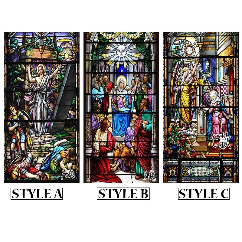 Custom size self adhesive or static cling decorative frosted privacy window film glass film stickers Jesus Christ