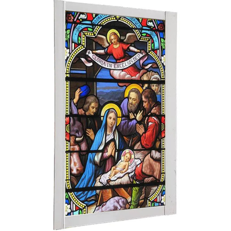 Custom size Window Film Stained Glass Films Jesus Virgin Mary,Home Decor Frosted Foil Door Stickers ,PVC Self-adhesive Poster