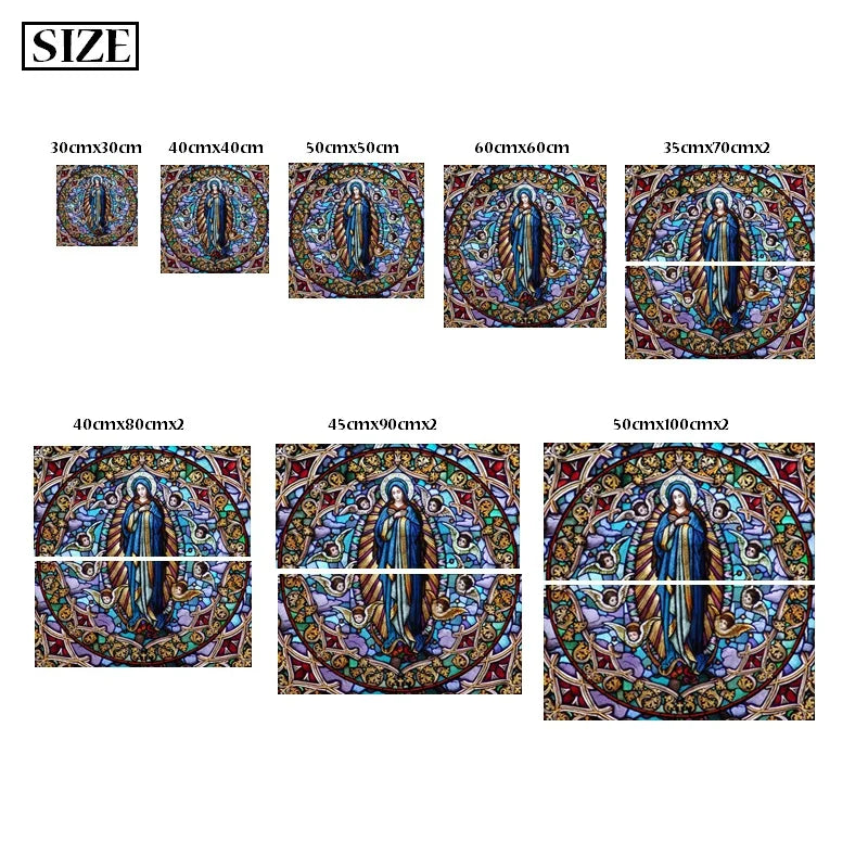 Custom Frosted Stained Glass Window Film,PVC Self-Adhesive Window Films,Retro Church Jesus Decor Foil Stickers Window Treatment