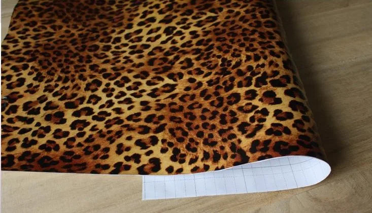 Leopard texture self-adhesive wallpaper renovation of old furniture cabinets tables refurbished stickers width 45cm by 4.5m