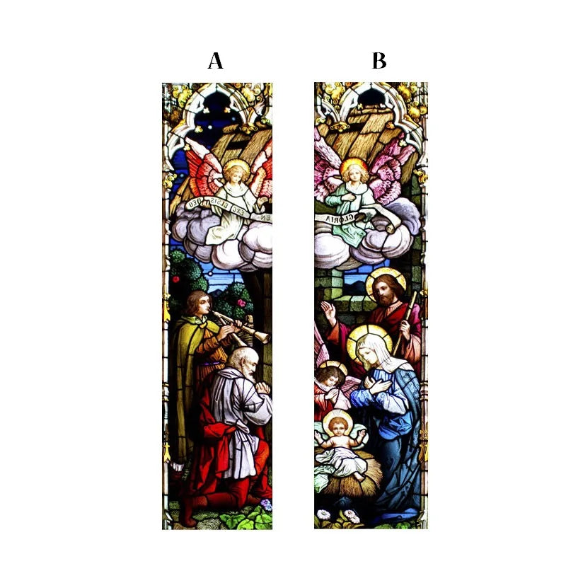 Custom Size Stained Glass Window Film Jesus Virgin Mary,Frosted Foil Stickers For Sliding Door Frendch Windows,Church Poster