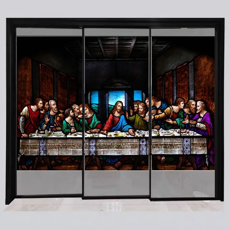 Custom Size Window Film Glass Films Church Jesus Sticker The Last Supper Poster for Chapel Lift Window Sliding Door Home Decor