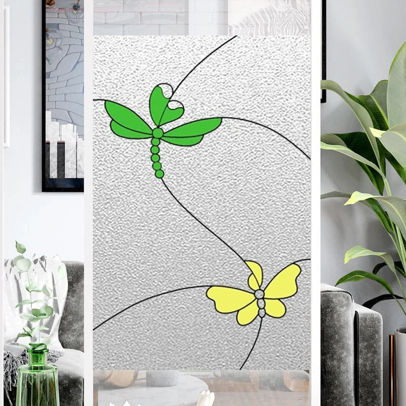 Custom Size Stained Glass Film Non-adhesive Electrostatic Cling Window Sticker For Bathroom Balcony Door Window Glass