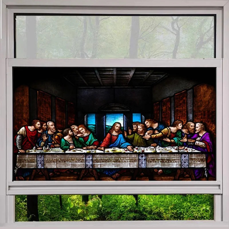 Custom Size Window Film Glass Films Church Jesus Sticker The Last Supper Poster for Chapel Lift Window Sliding Door Home Decor