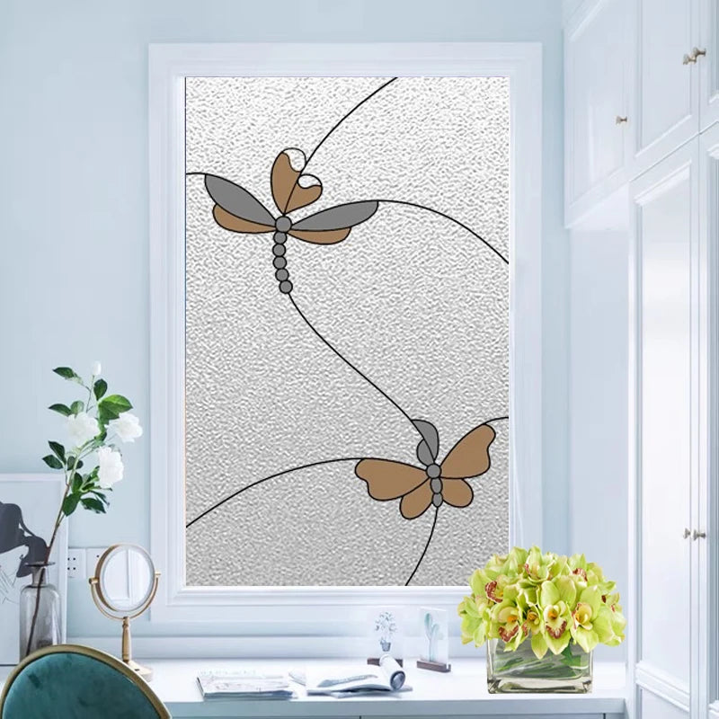 Custom Size Stained Glass Film Non-adhesive Electrostatic Cling Window Sticker For Bathroom Balcony Door Window Glass