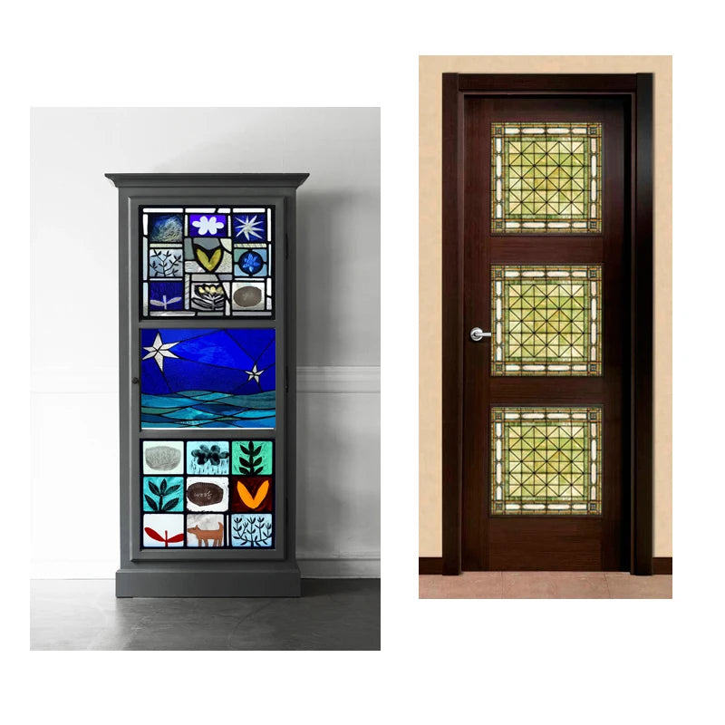 Window Film Stained Glass Films Frosted Privacy Static Cling Retro Sticker For Bathroom Cabinet Door Home Decor Skylight Covers