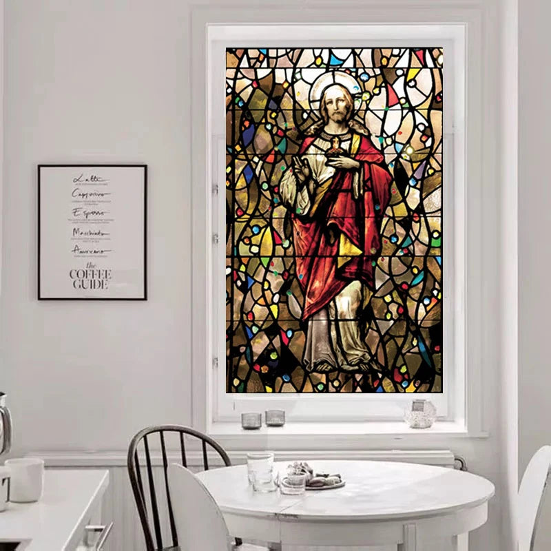 Custom size Christian Pictures Window film Door sticker Wall stickers Glass decor church Jesus self-adhesive Stained Opaque