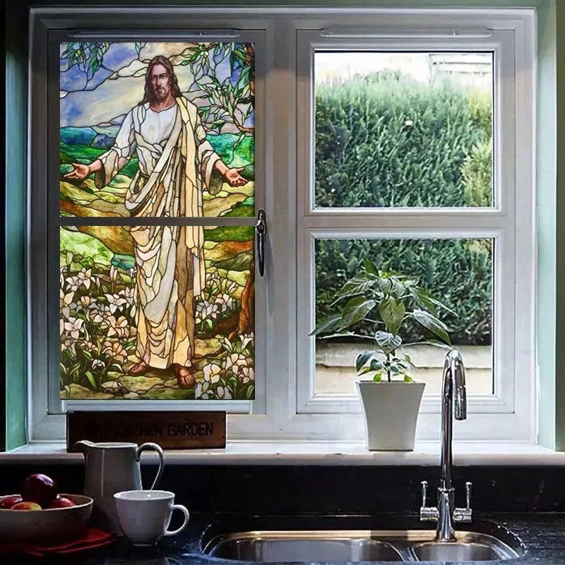 Custom Size Jesus Christ Window Glass Films Sticker Paper Self-Adhesive Door Stickers European Church Style For Home Office