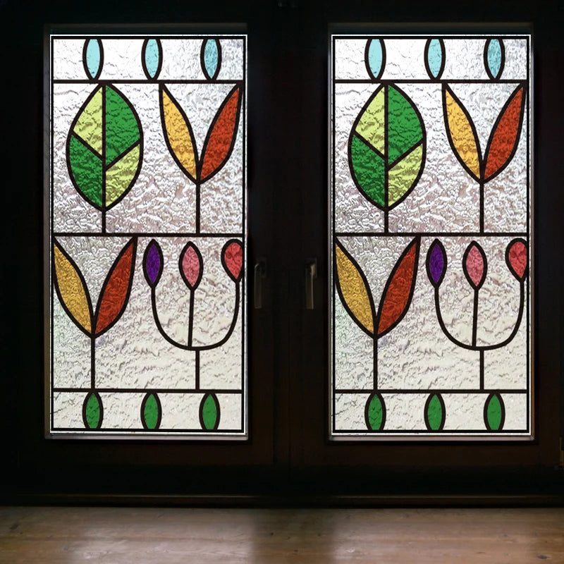 Windows Glass Films Stained Glass Door Stickers Frosted/3D Etched/Transparent Customized size Leaves for Kitchen Office Bathroom