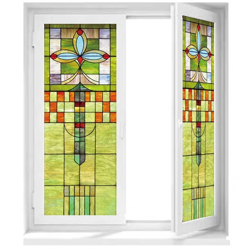 Custom Glass Window Film, Electrostatic Frosted Stained PVC Self-Adhesive Window Films,Church Home Foil Rose Window Stickers