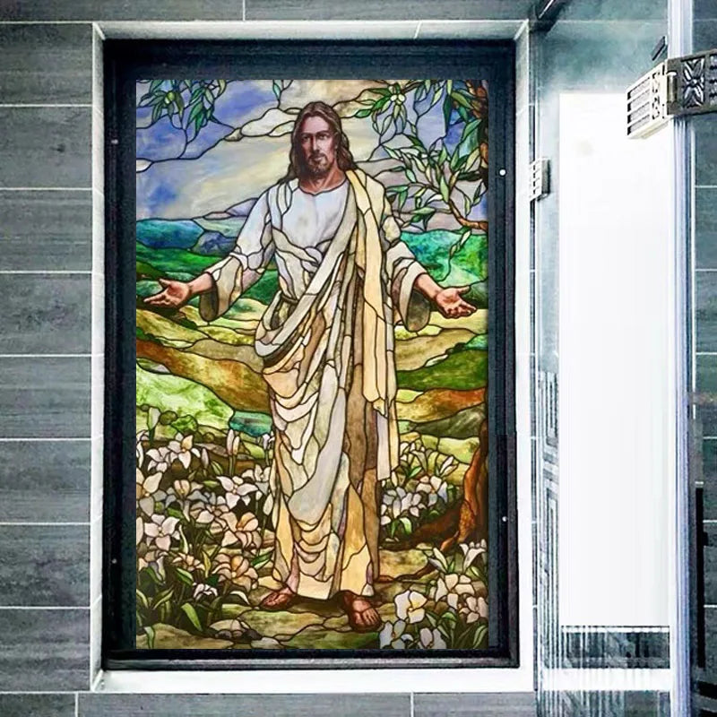 Custom Size Jesus Christ Window Glass Films Sticker Paper Self-Adhesive Door Stickers European Church Style For Home Office