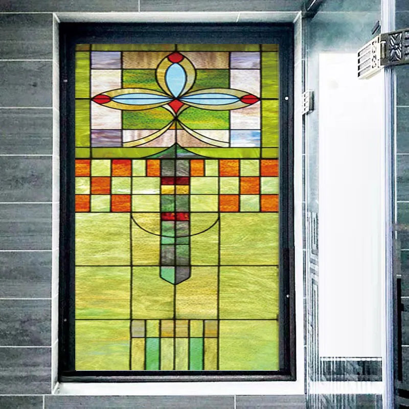 Custom Glass Window Film, Electrostatic Frosted Stained PVC Self-Adhesive Window Films,Church Home Foil Rose Window Stickers
