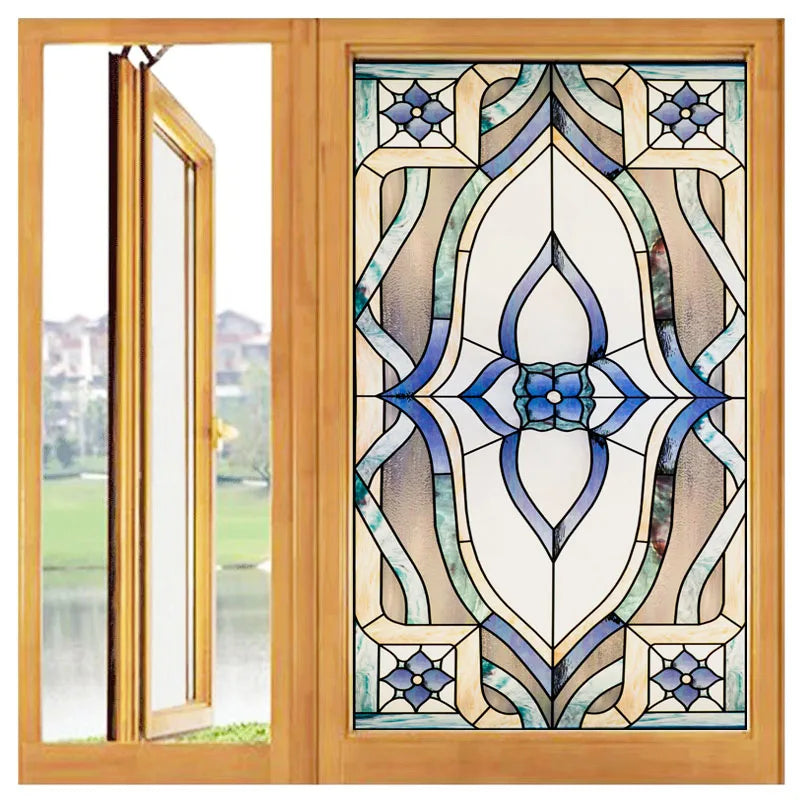 Window Film Frosted Stained Glass Films Custom Size Privacy Static Cling Prairie Stickers for Kitchen Bathroom Office Skylight