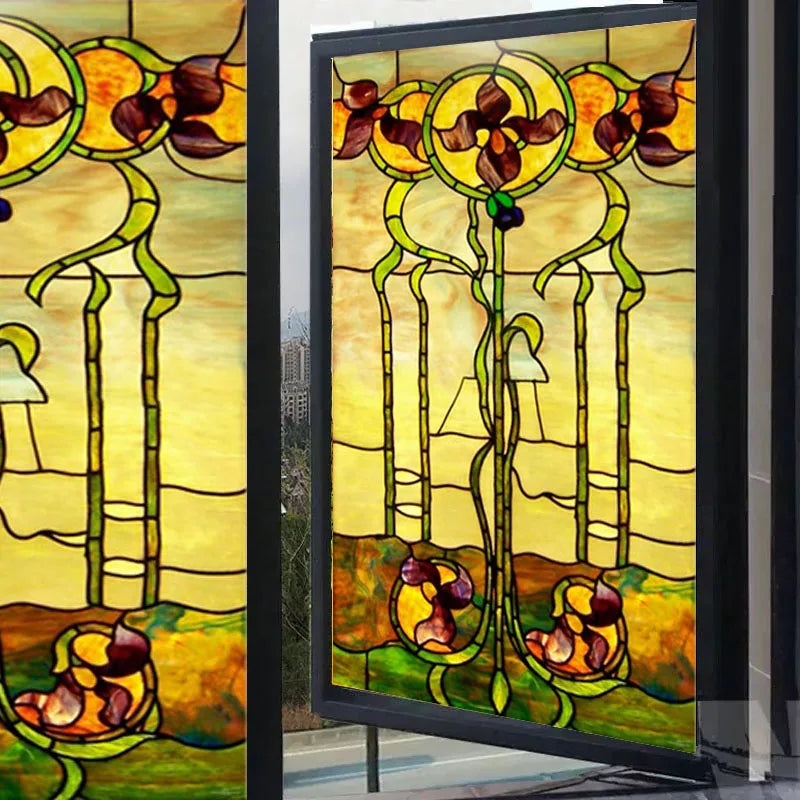 Custom Static Cling Frosted Stained Glass Window Film, PVC Self-Adhesive Window Films,Church Home Door Stickers