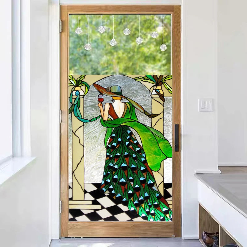 Window Film Frosted Stained Glass Films,Customized Multicolored Static Cling,Privacy Protection Reusable Removable Home-Decor