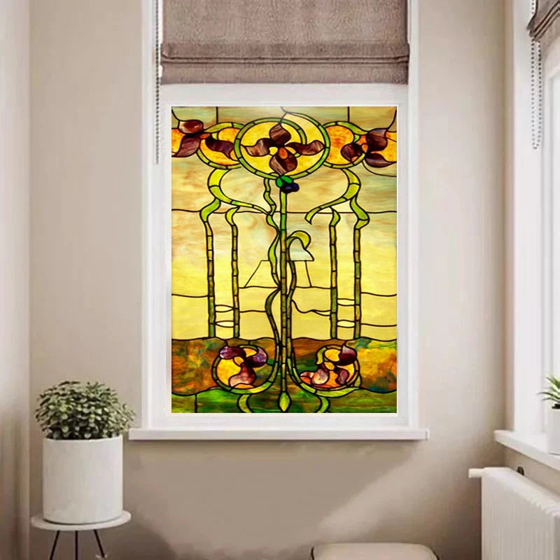 Custom Static Cling Frosted Stained Glass Window Film, PVC Self-Adhesive Window Films,Church Home Door Stickers