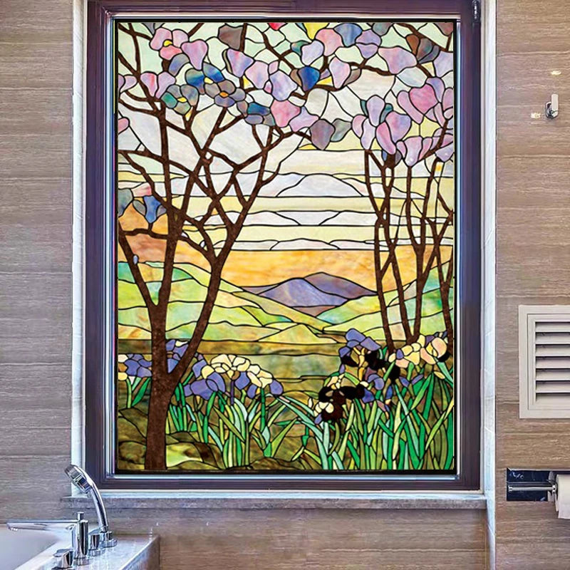 European Church Mosaic Art Glass Film Stained Window Opaque Sticker Self adhesive/Static Cling decor privacy do custom size fl01